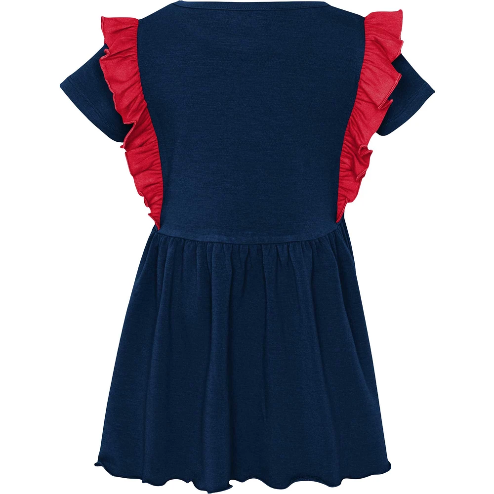 Robe tri-mélange trop mignonne des Patriots de la Nouvelle-Angleterre bleu marine pour fille d'âge préscolaire