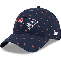 Casquette réglable New Era New England Patriots Hearts 9TWENTY pour filles d'âge préscolaire