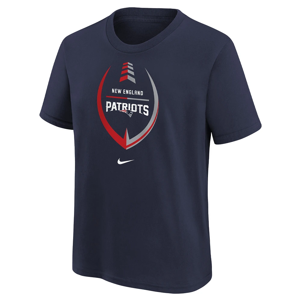 T-shirt Nike bleu marine New England Patriots Icon pour filles d'âge préscolaire