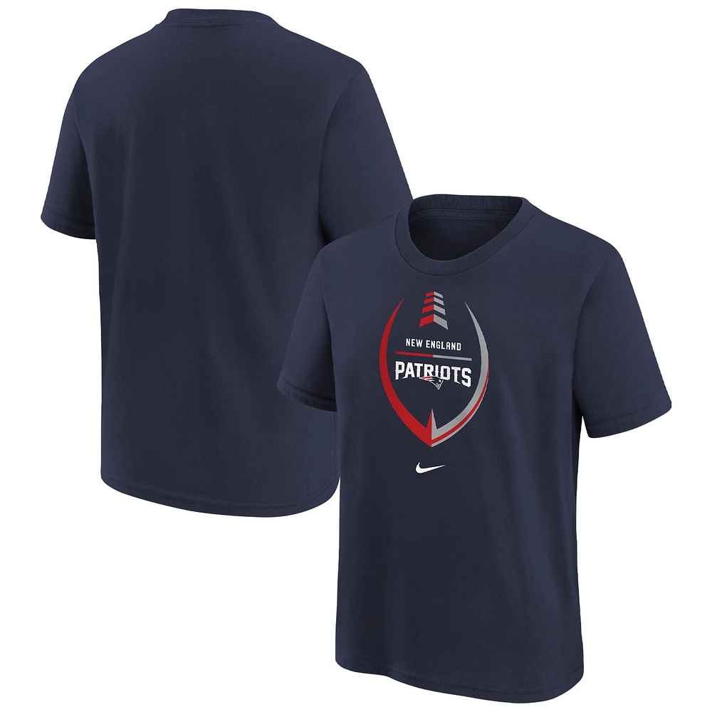 T-shirt Nike bleu marine New England Patriots Icon pour filles d'âge préscolaire