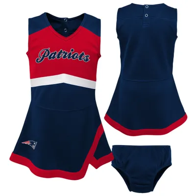 New England Patriots Girls Toddler Cheer Captain Jumper Dress - Navy/Red