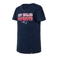 T-shirt à col en V sequins inversés des New England Patriots Era pour jeune fille bleu marine