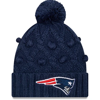 Girls Youth New Era Navy New England Patriots Toasty Cuffed Knit Hat with Pom