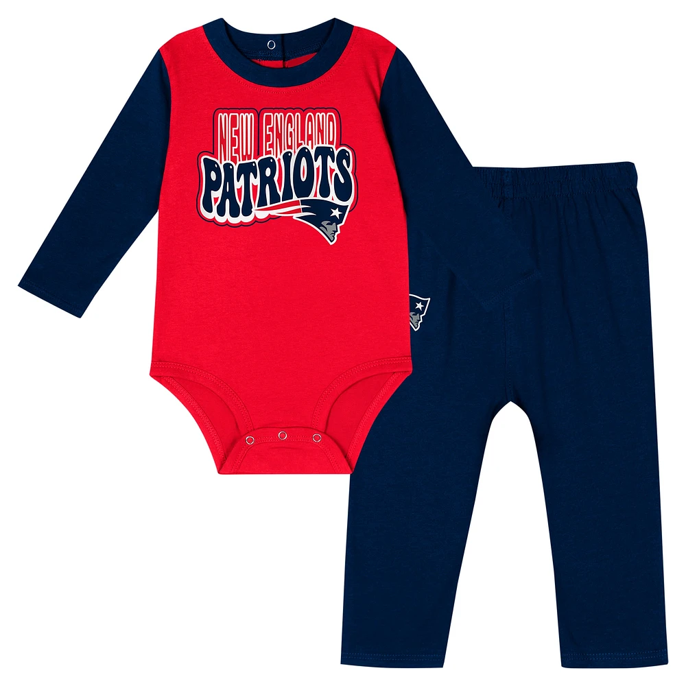 Ensemble body à manches longues et pantalon Double Up pour bébé New England Patriots