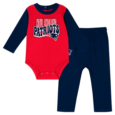 Infant New England Patriots Double Up Long Sleeve Bodysuit and Pants Set