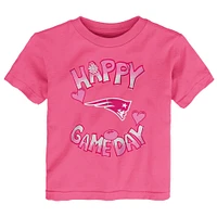 T-shirt rose pour bébé avec inscription Happy Gameday des New England Patriots