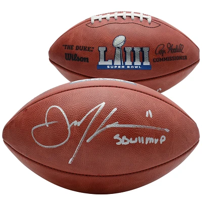 Julian Edelman New England Patriots Autographed Super Bowl LIII Champions Duke Football with "SB 53 MVP" Inscription