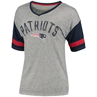Junior's Heathered Gray New England Patriots Let's Huddle Burnout T-Shirt