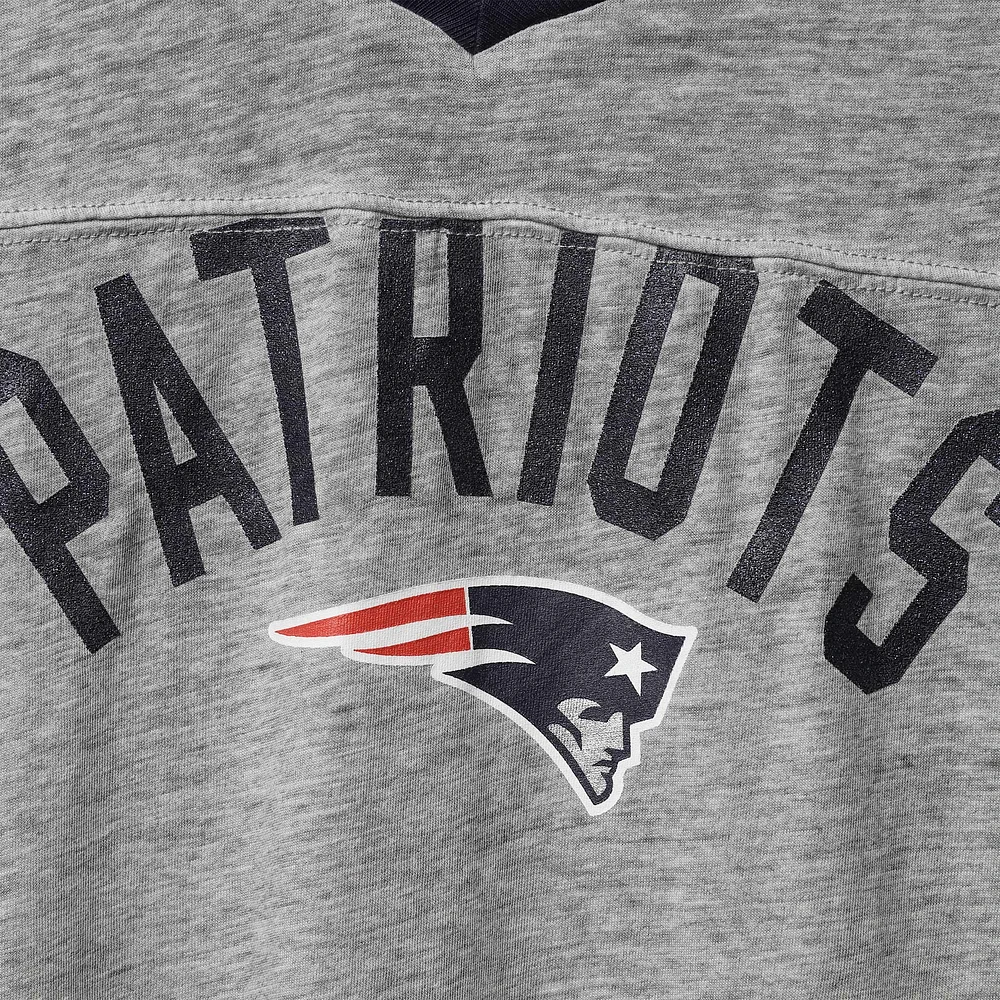 Junior's Heathered Gray New England Patriots Let's Huddle Burnout T-Shirt