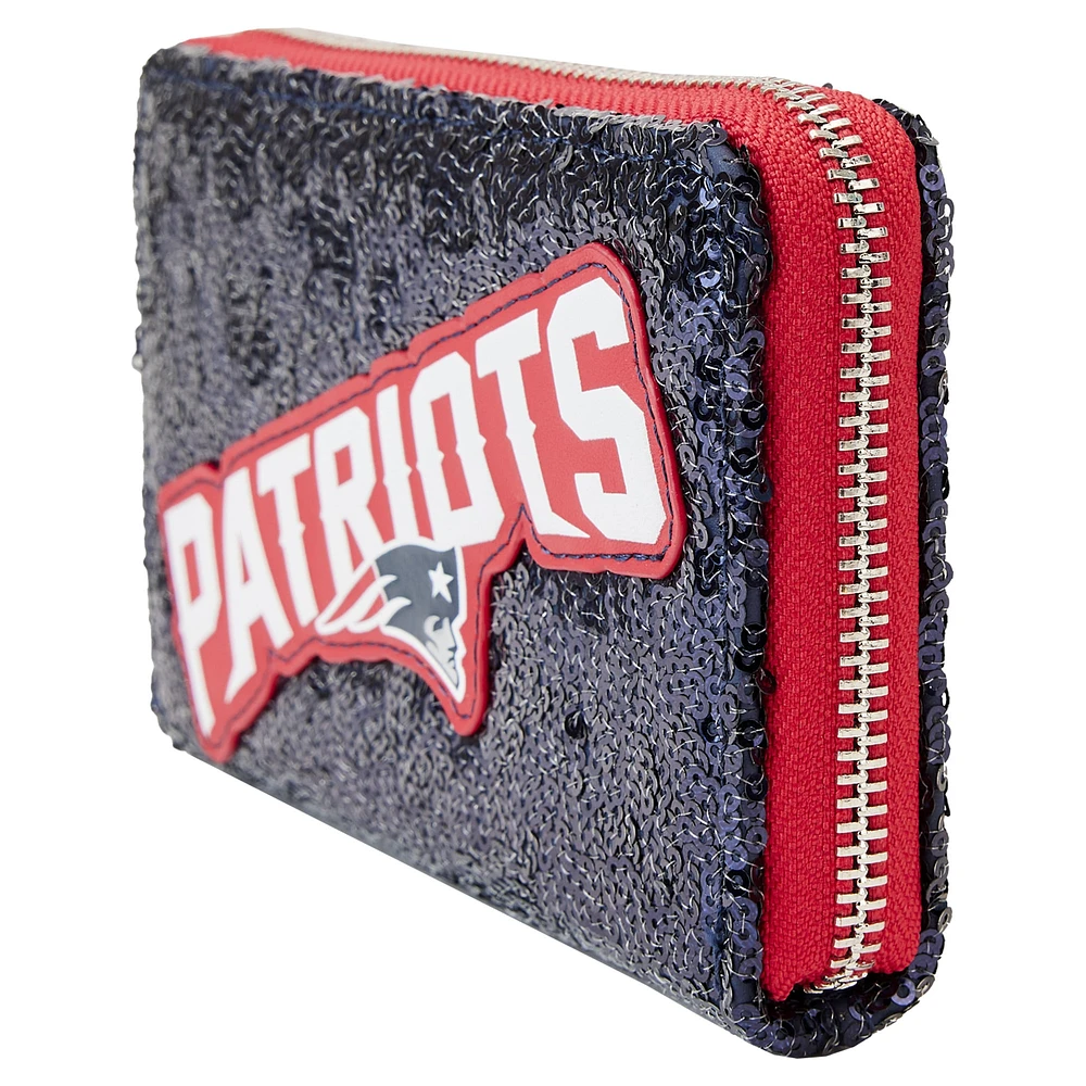 Portefeuille zippé à sequins Loungefly New England Patriots