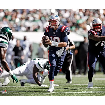 Lids Mac Jones New England Patriots Fanatics Authentic Autographed 16 x  20 Navy Jersey Dropback Photograph