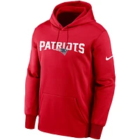 Men's Nike  Red New England Patriots Wordmark Performance Pullover Hoodie