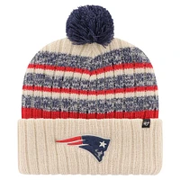 Bonnet en tricot à revers Tavern '47 Natural New England Patriots pour hommes avec pompon