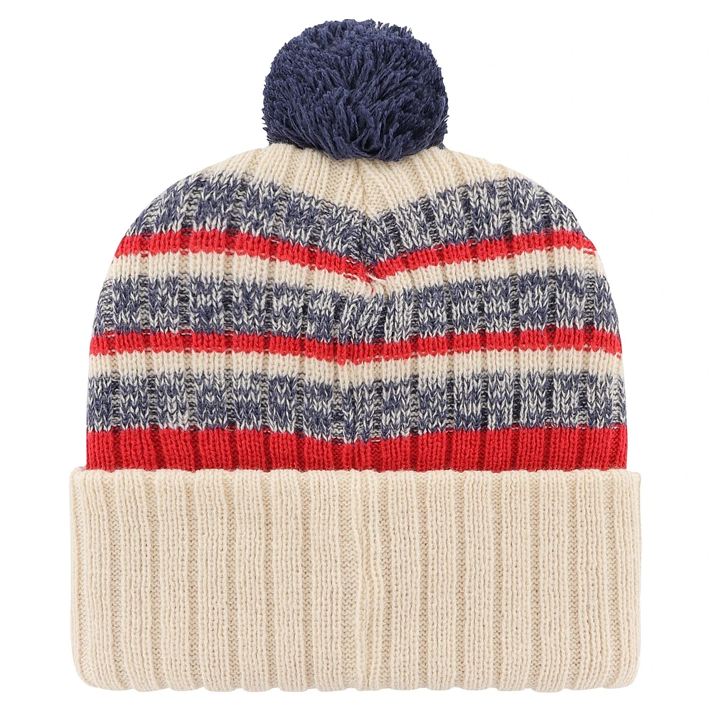 Bonnet en tricot à revers Tavern '47 Natural New England Patriots pour hommes avec pompon