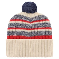Bonnet en tricot à revers Tavern '47 Natural New England Patriots pour hommes avec pompon