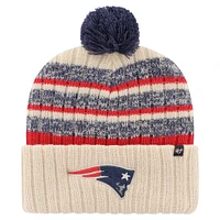 Bonnet en tricot à revers Tavern '47 Natural New England Patriots pour hommes avec pompon