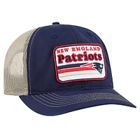 Casquette réglable de camionneur décontractée '47 bleu marine/naturel des New England Patriots Campscape pour hommes