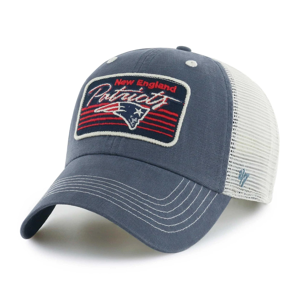 Men's '47 Navy/Natural New England Patriots  Five Point Trucker Clean Up Adjustable Hat