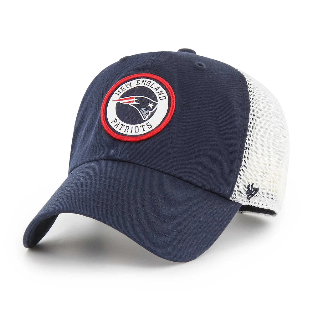 Casquette Snapback '47 bleu marine/blanc New England Patriots Highline Clean Up Trucker pour hommes