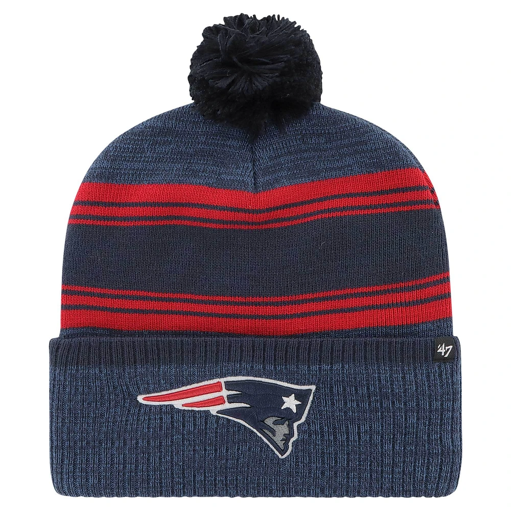 Bonnet en tricot à revers Fadeout '47 Navy New England Patriots pour hommes avec pompon