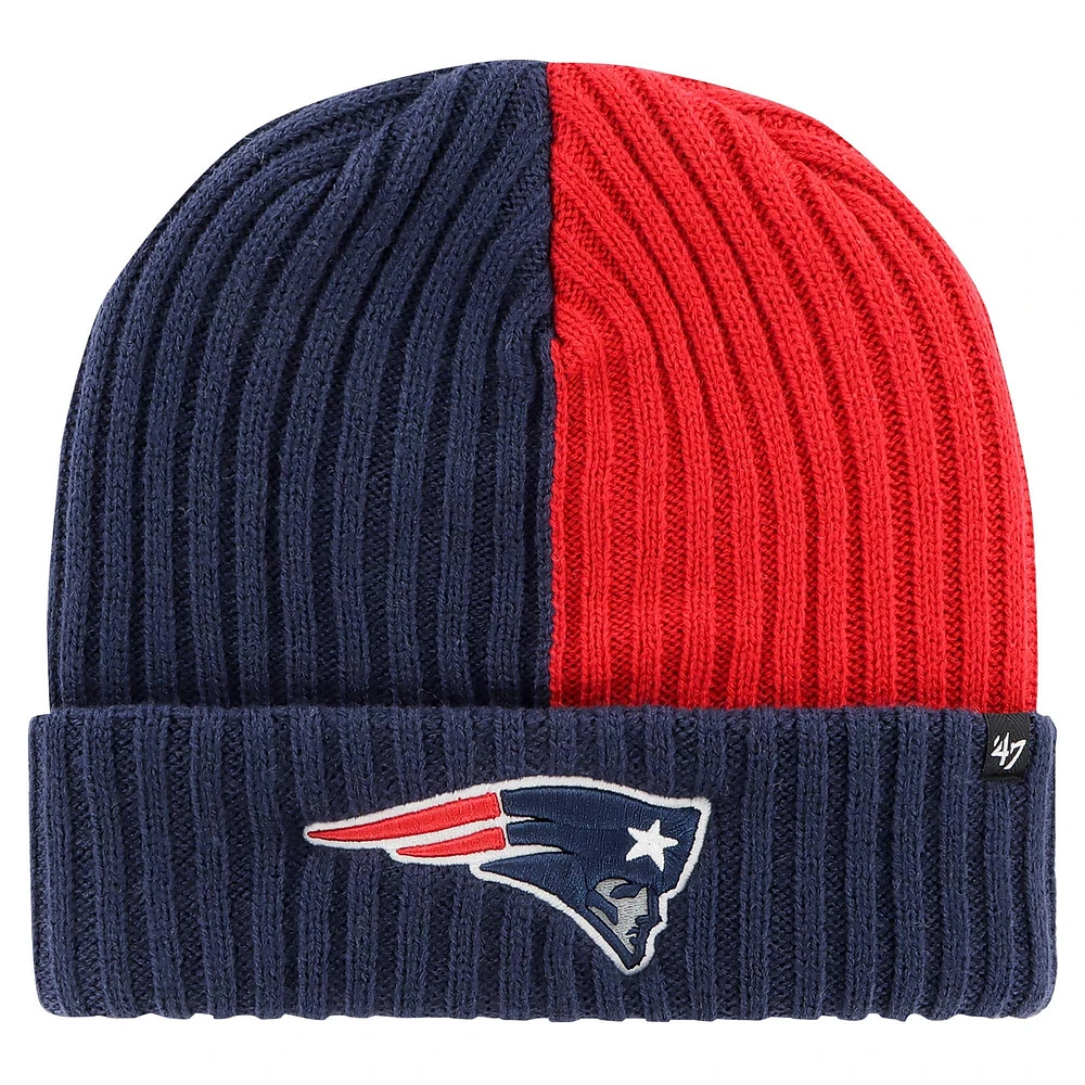 Bonnet en tricot à revers Fracture '47 Navy New England Patriots pour hommes