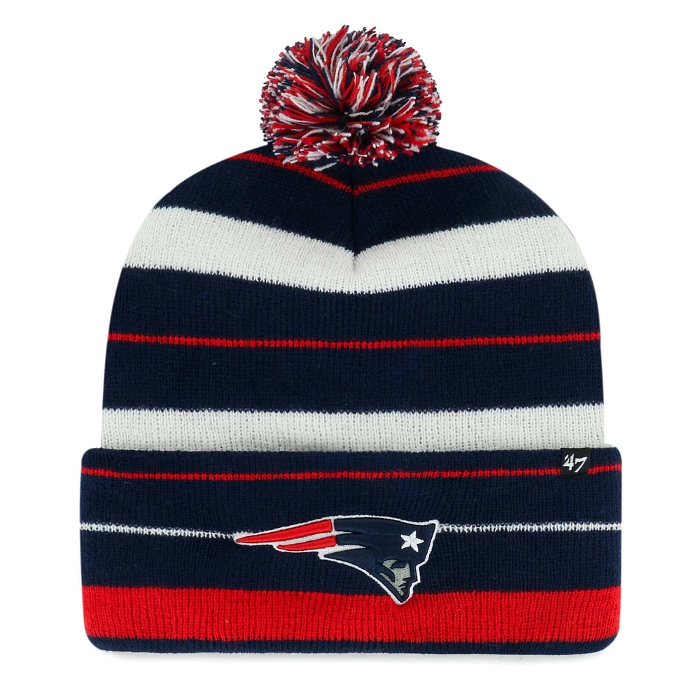 Bonnet en tricot à revers Powerline '47 Navy New England Patriots pour hommes avec pompon