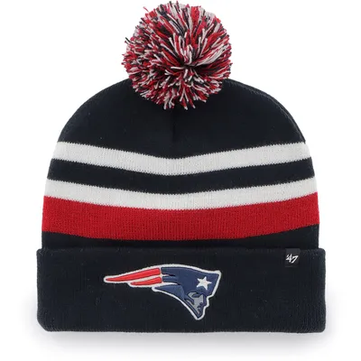 Bonnet en tricot à revers State Line '47 Navy New England Patriots pour hommes avec pompon