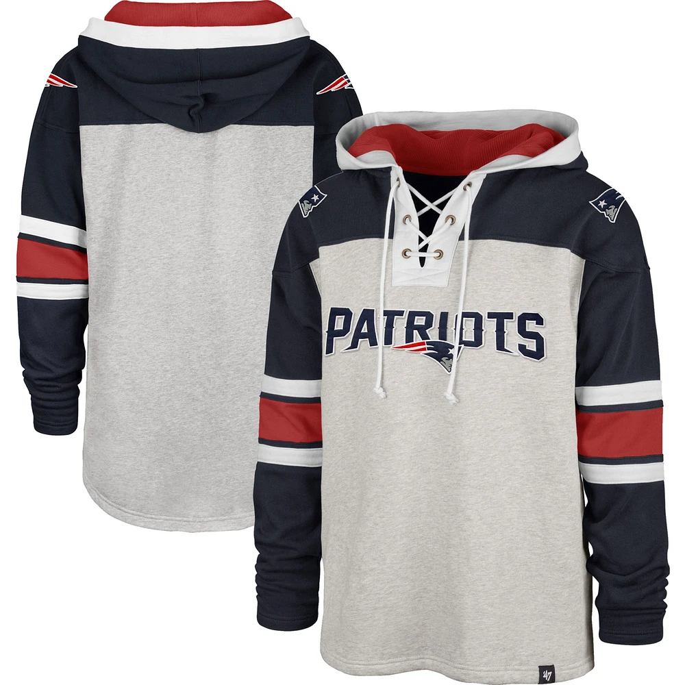 Chandail à capuchon lacets Gridiron des Patriots de la Nouvelle-Angleterre 1947 pour homme, gris chiné