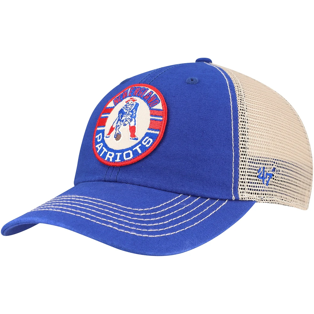 Casquette réglable Notch Trucker Clean Up '47 Royal/Natural New England Patriots pour homme