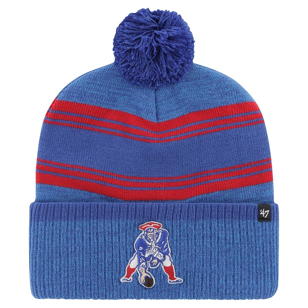 Bonnet en tricot à revers Fadeout '47 Royal New England Patriots pour hommes avec pompon