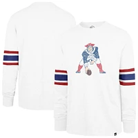 Men's '47 White New England Patriots Gridiron Throwback Premier Brex Long Sleeve T-Shirt