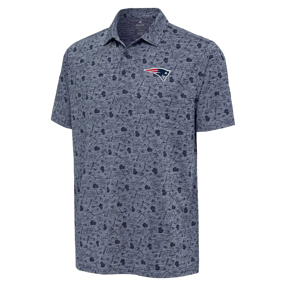 Polo Relentless Antigua Heather Navy pour homme des New England Patriots