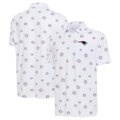 Polo antigua blanc New England Patriots Fireworks pour hommes