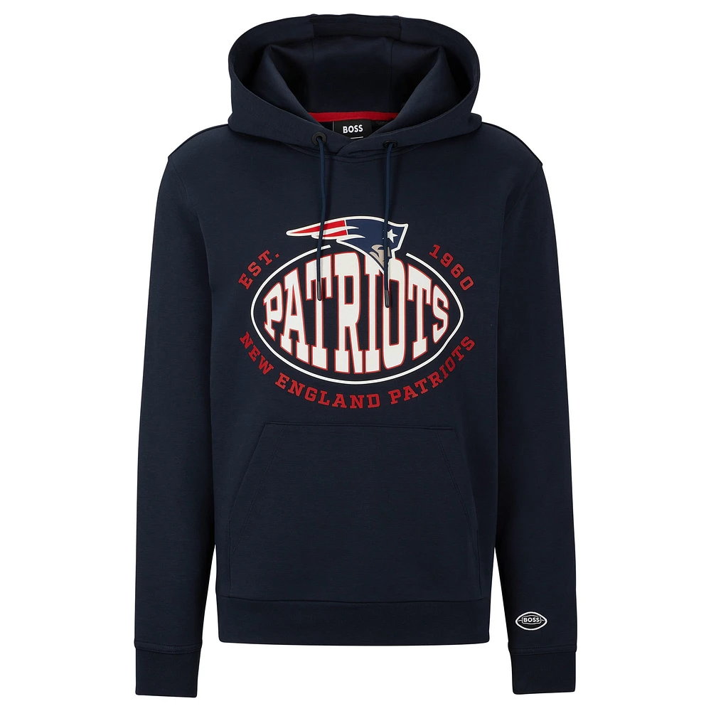 Men's BOSS X NFL Navy New England Patriots Touchback Pullover Hoodie