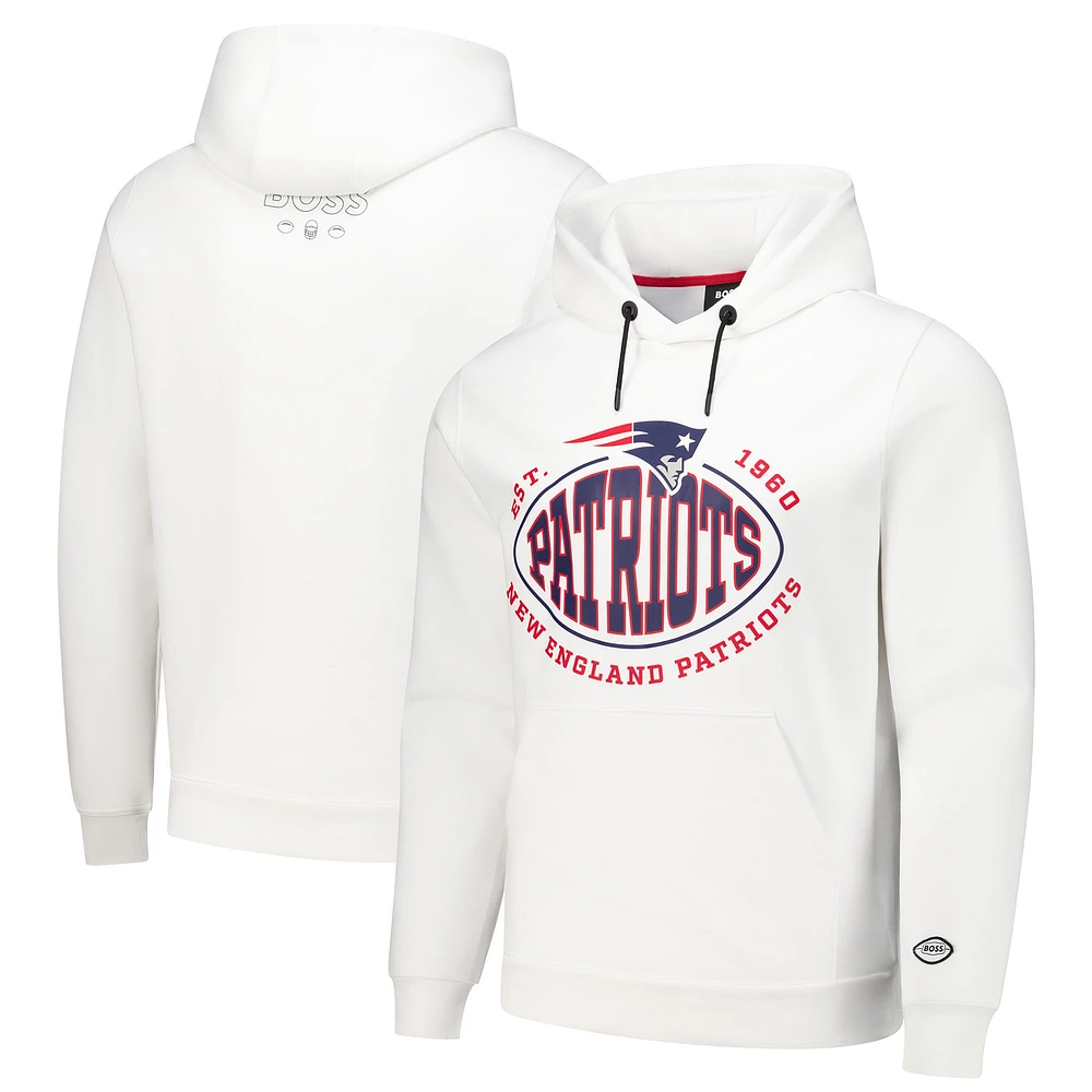 Sweat à capuche manches longues BOSS X NFL pour homme, blanc, New England Patriots Touchback Tri-Blend