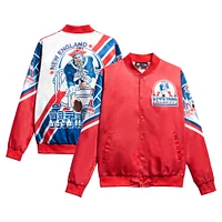 Veste à bouton-pression en satin Fanimation des New England Patriots rouge Chalk Line pour hommes