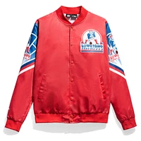 Veste à bouton-pression en satin Fanimation des New England Patriots rouge Chalk Line pour hommes