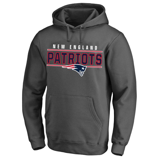 Chandail à capuchon enfiler avec logo Big & Tall des Patriots de la Nouvelle-Angleterre gris anthracite pour homme