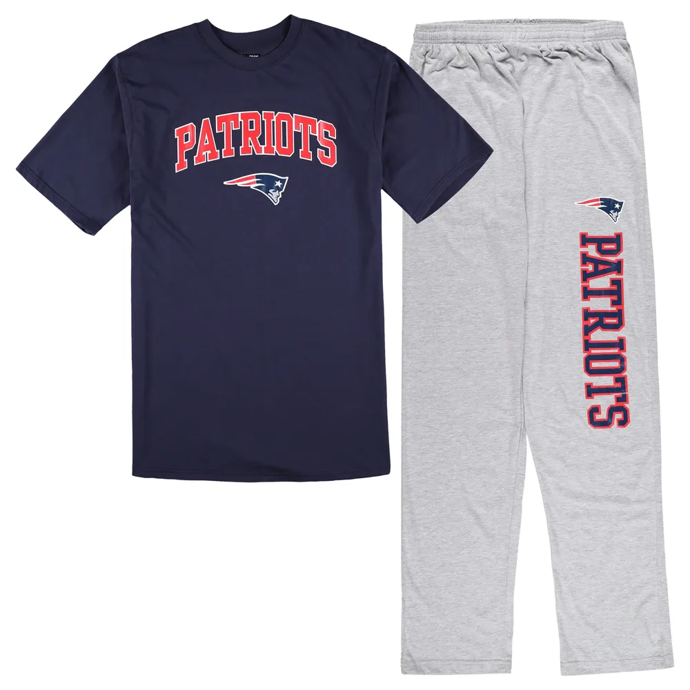 Ensemble de nuit pour homme Concepts Sport bleu marine/gris chiné New England Patriots Big & Tall T-shirt et pantalon pyjama