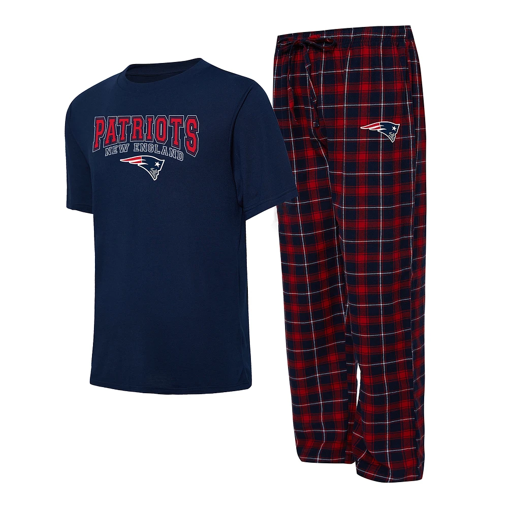 Ensemble de nuit T-shirt et pantalon pyjama Concepts Sport pour hommes, bleu marine/rouge, New England Patriots Arctic