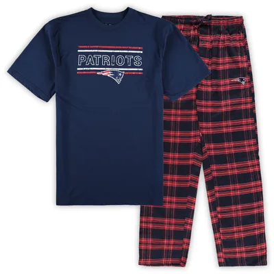 Ensemble de nuit en flanelle Big & Tall des Patriots la Nouvelle-Angleterre pour hommes Concepts Sport - Bleu marine/rouge