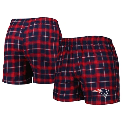 Boxer en flanelle Concepts Sport pour hommes, bleu marine/rouge, New England Patriots Ledger