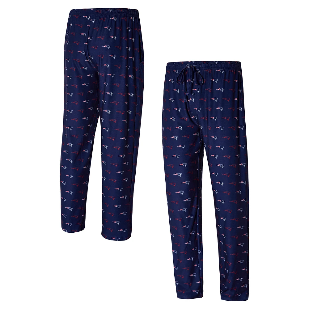 Pantalon en tricot bleu marine Record All Over de Concepts Sport pour hommes des New England Patriots