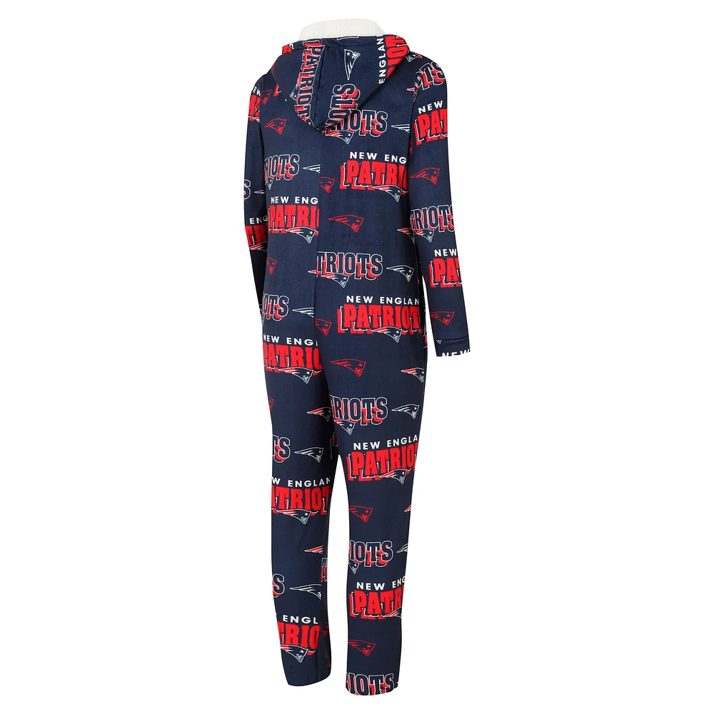 Combinaison de sport bleu marine pour homme Concepts New England Patriots Roadway en micropolaire avec fermeture éclair intégrale