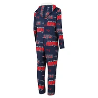 Men's Concepts Sport Navy New England Patriots Roadway All Over Microfleece Full-Zip Union Suit