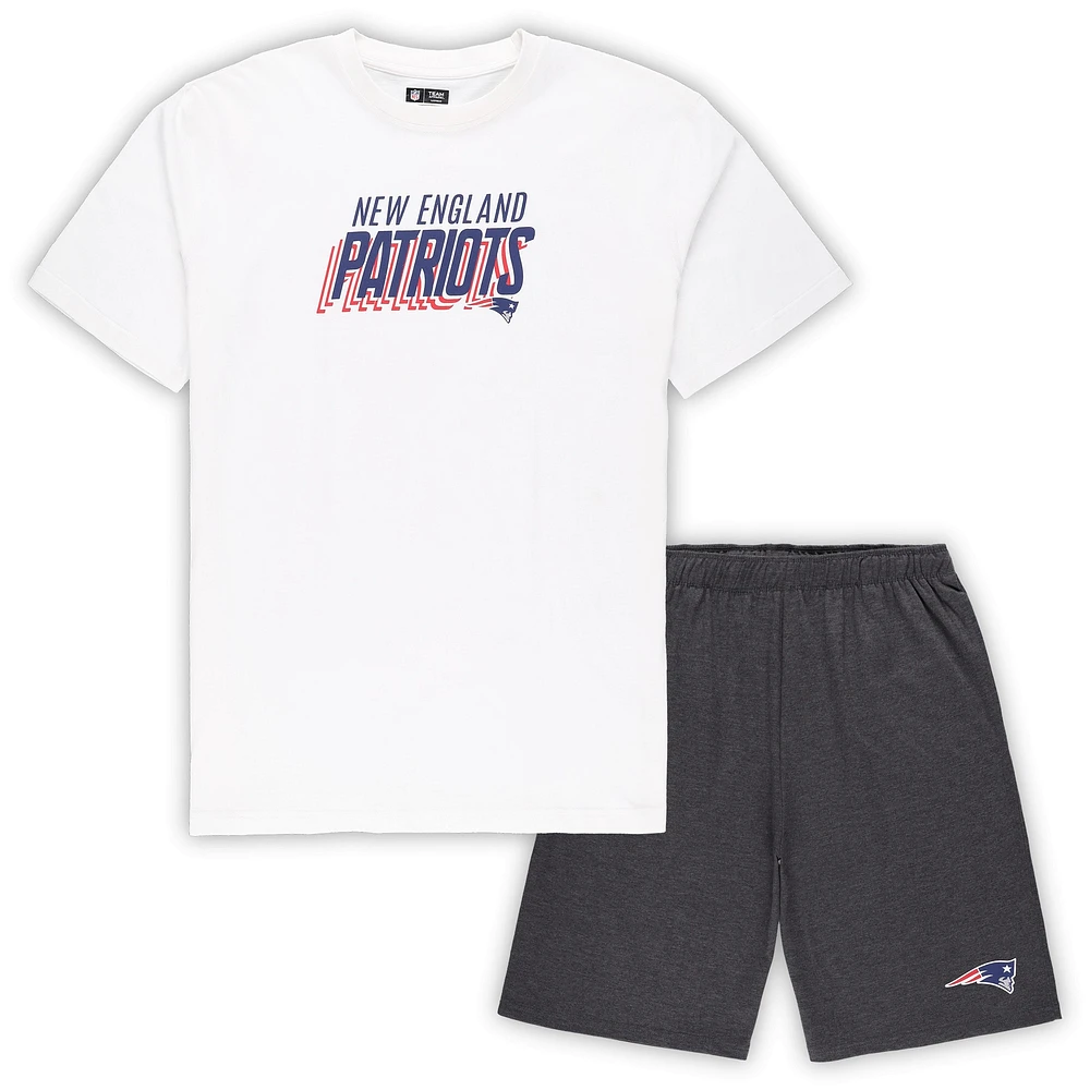 Ensemble t-shirt et short Concepts Sport New England Patriots Big & Tall pour homme, blanc/anthracite