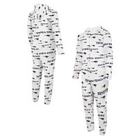 Men's Concepts Sport White New England Patriots Allover Print Docket Union Full-Zip Hooded Pajama Suit