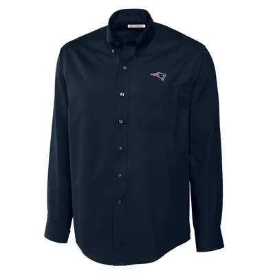 New England Patriots Cutter & Buck Big Tall Epic Easy Care Woven Long Sleeve Shirt - Navy