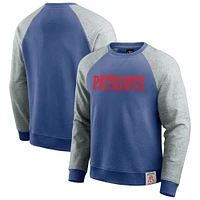 Sweat-shirt à enfiler raglan blocs de couleurs rétro pour homme la collection Darius Rucker Fanatics, bleu royal/gris chiné, New England Patriots