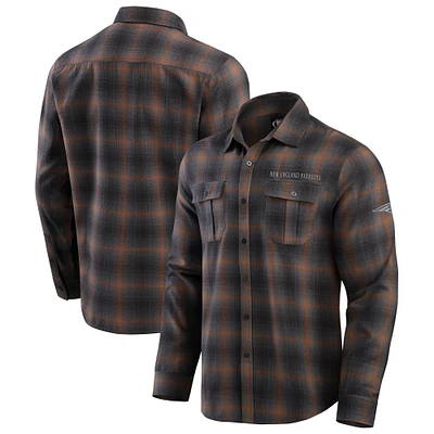 Chemise boutonnée à manches longues classique en flanelle pour homme de la collection Darius Rucker Fanatics, couleur tan, New England Patriots